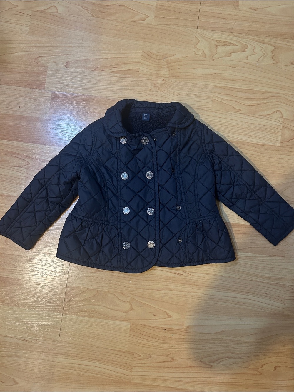 GAP Navy Quilted Double-Breasted Puffer Jacket